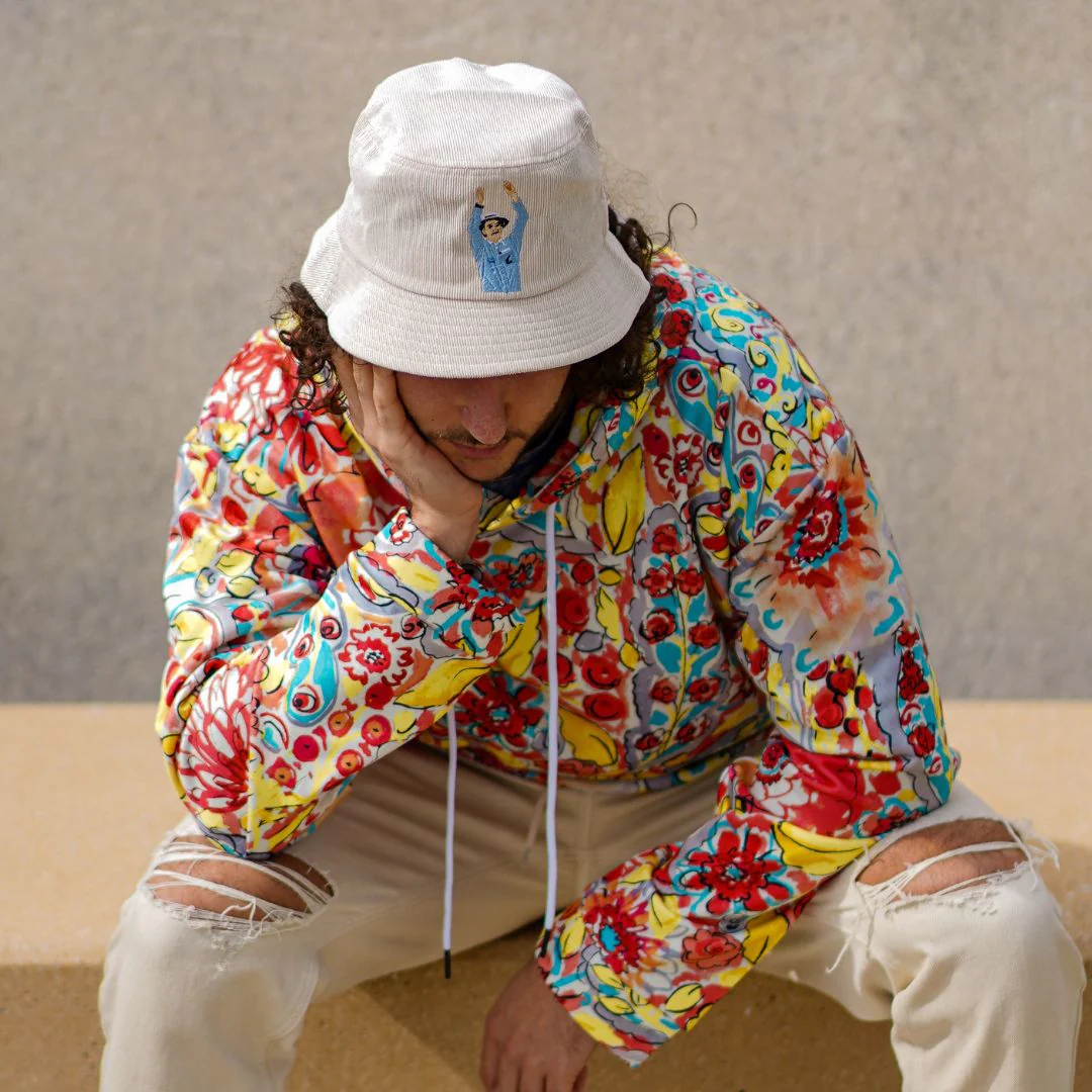 Billy Bowden 6 Runs - Cream Cord Bucket Hat - Image 4