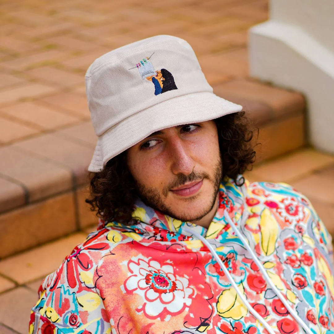Goon Sack - White Corduroy Bucket Hat - Image 4
