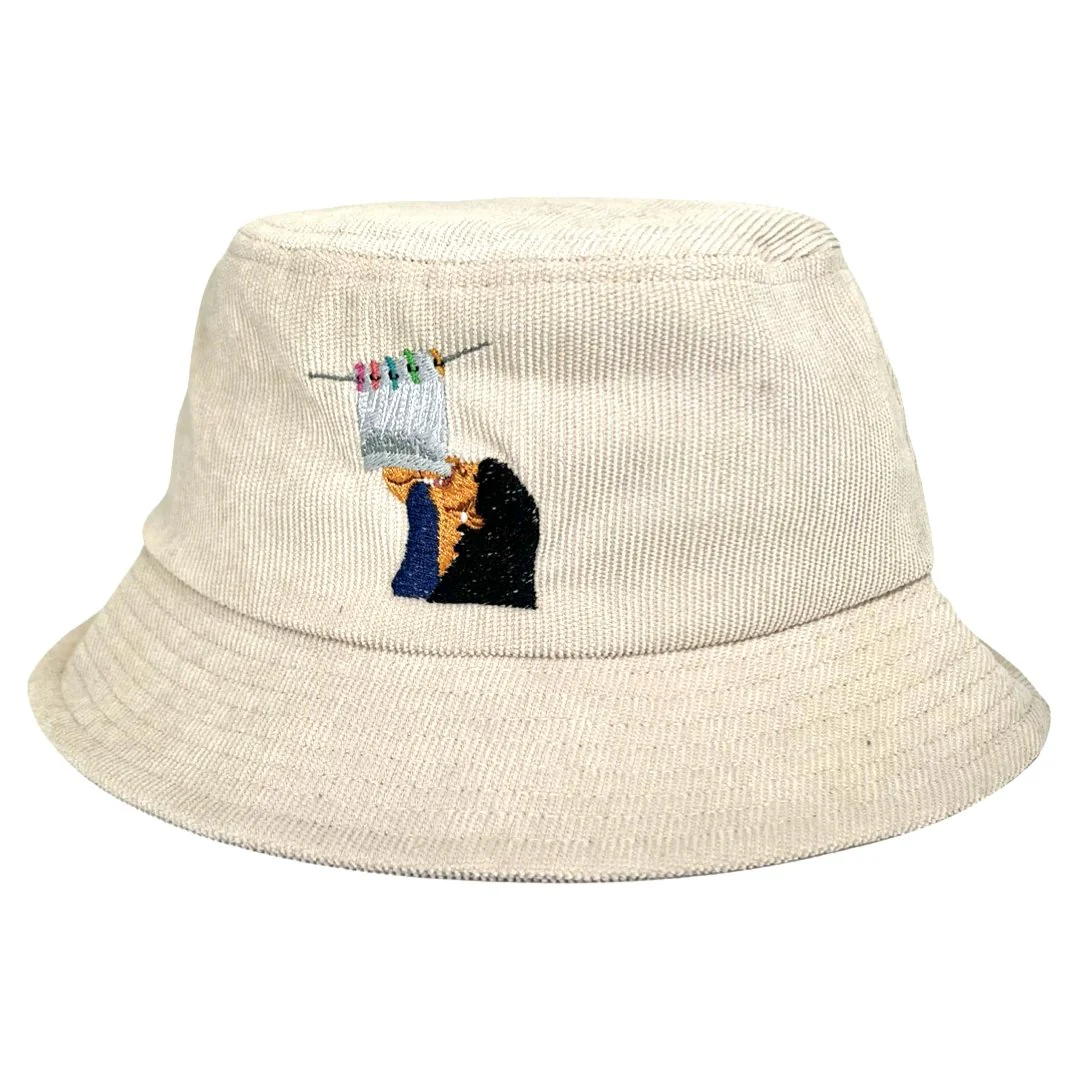 Goon Sack - White Corduroy Bucket Hat - Image 9
