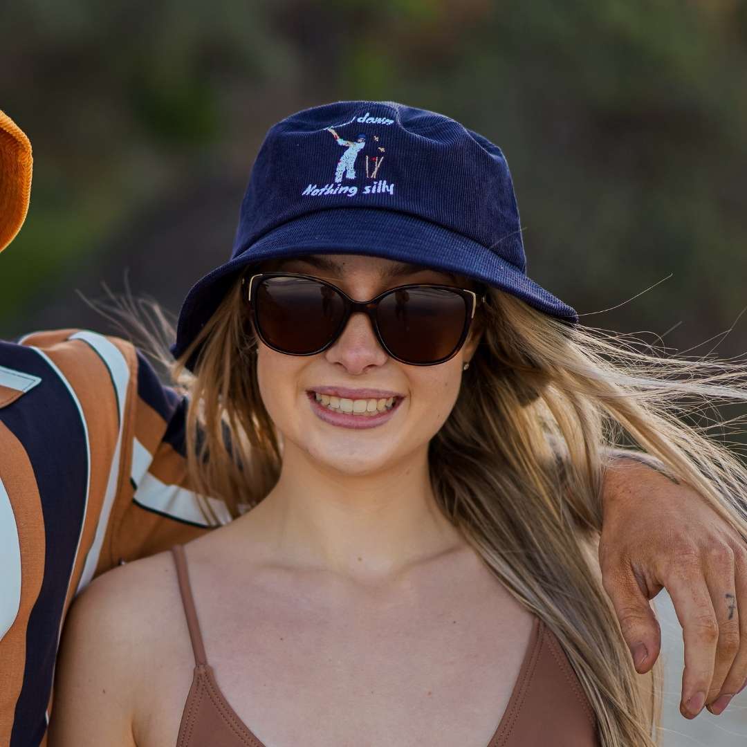 Head Down Nothing Silly - Blue Corduroy Bucket Hat - Image 3