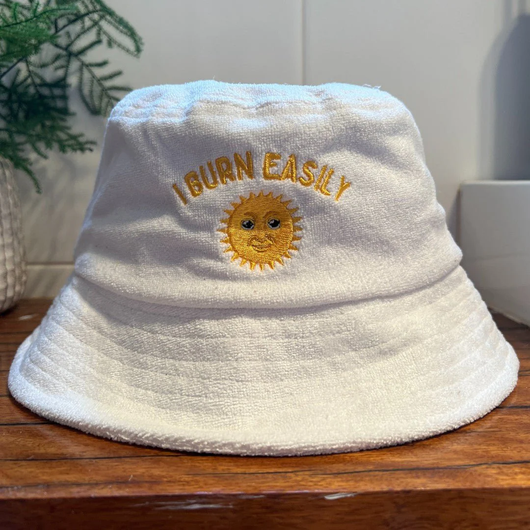I Burn Easily - White Terry Bucket Hat - Image 3