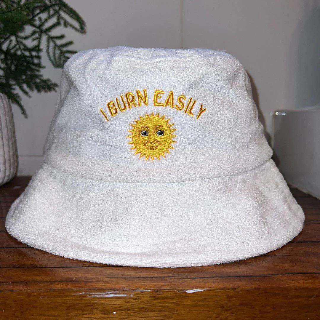 I Burn Easily - White Terry Bucket Hat - Image 6