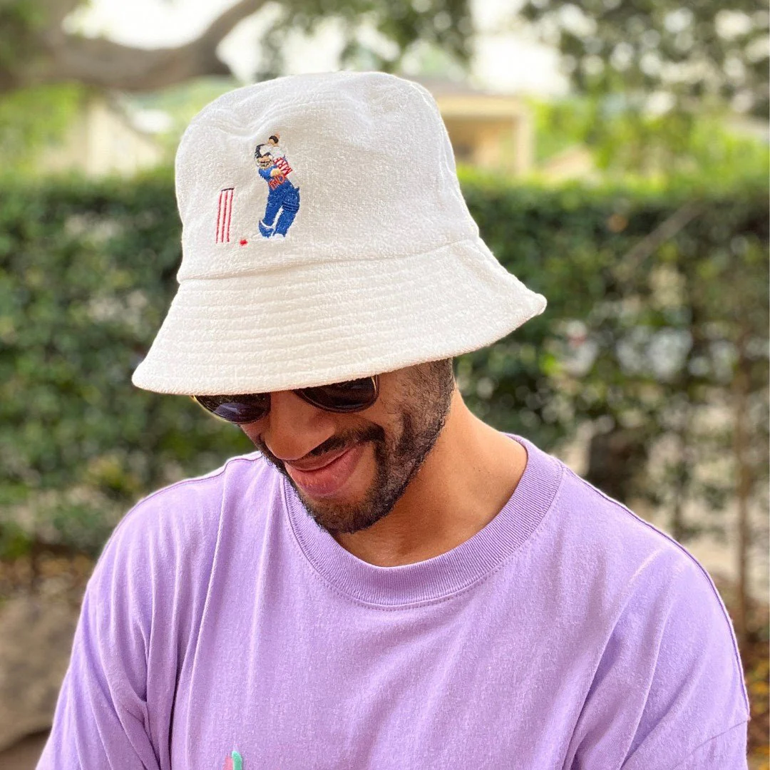 The Kohli Cover Drive - White Terry Bucket Hat - Image 5